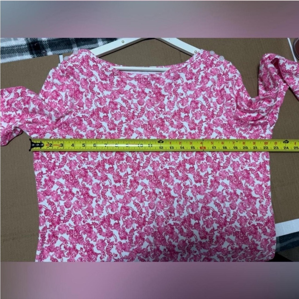 Kim Rogers Pink Floral Patterned 3/4 Sleeve Top Perfectly Soft 100% Cotton XL - Picture 3 of 6